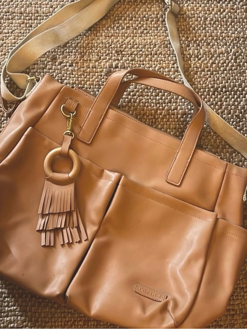 Skip Hop Pink Tote with Tassel and Front Pockets